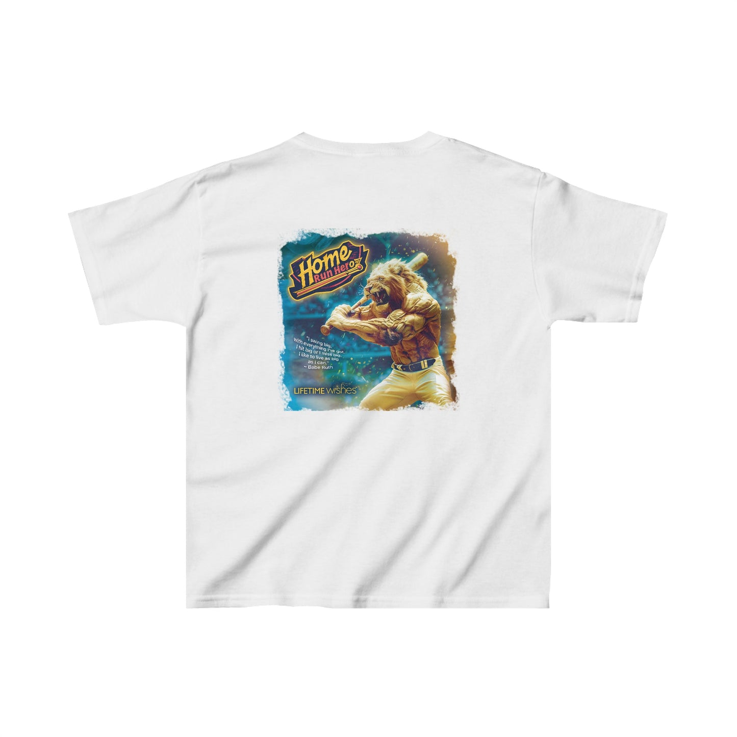 Baseball Homerun Hero Lion - Kids Heavy Cotton™ Tee by Lifetime Wishes