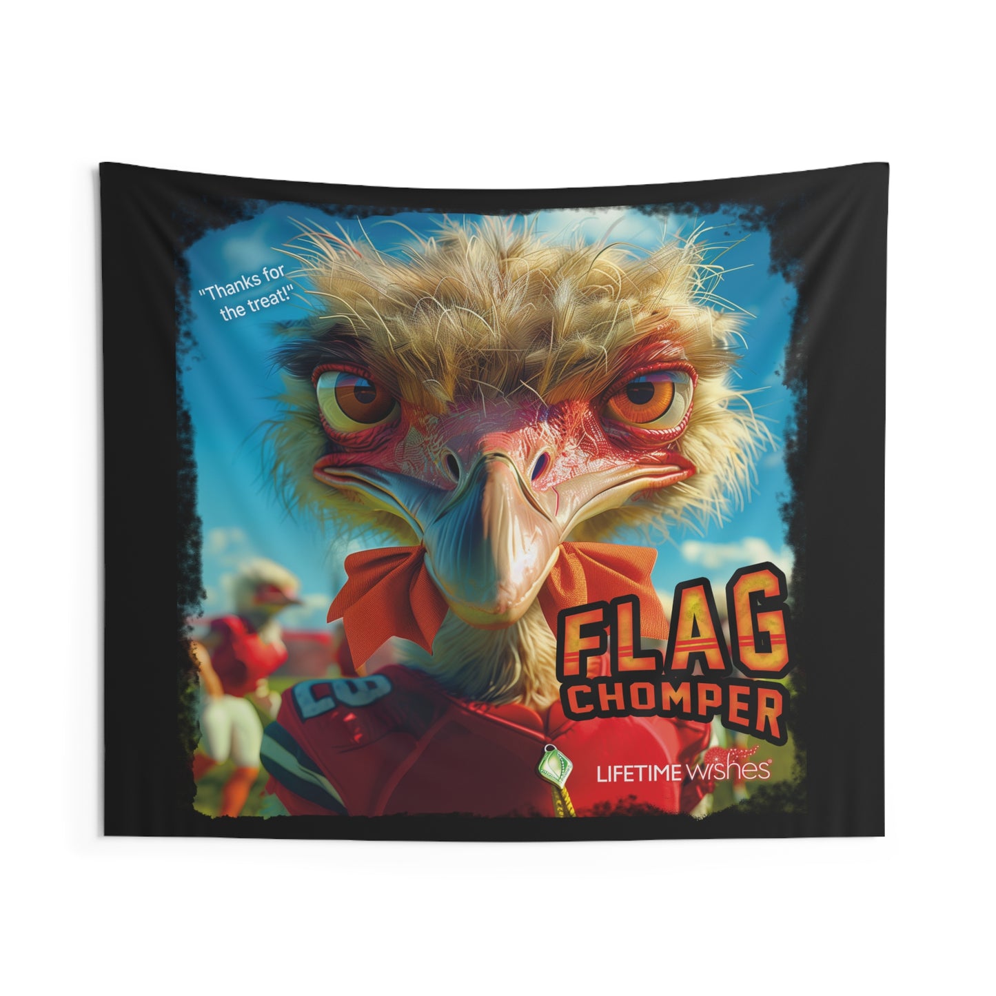 Football Flag Chomper Bird Indoor Wall Tapestry – Featuring "Thanks for the Treat" Quote