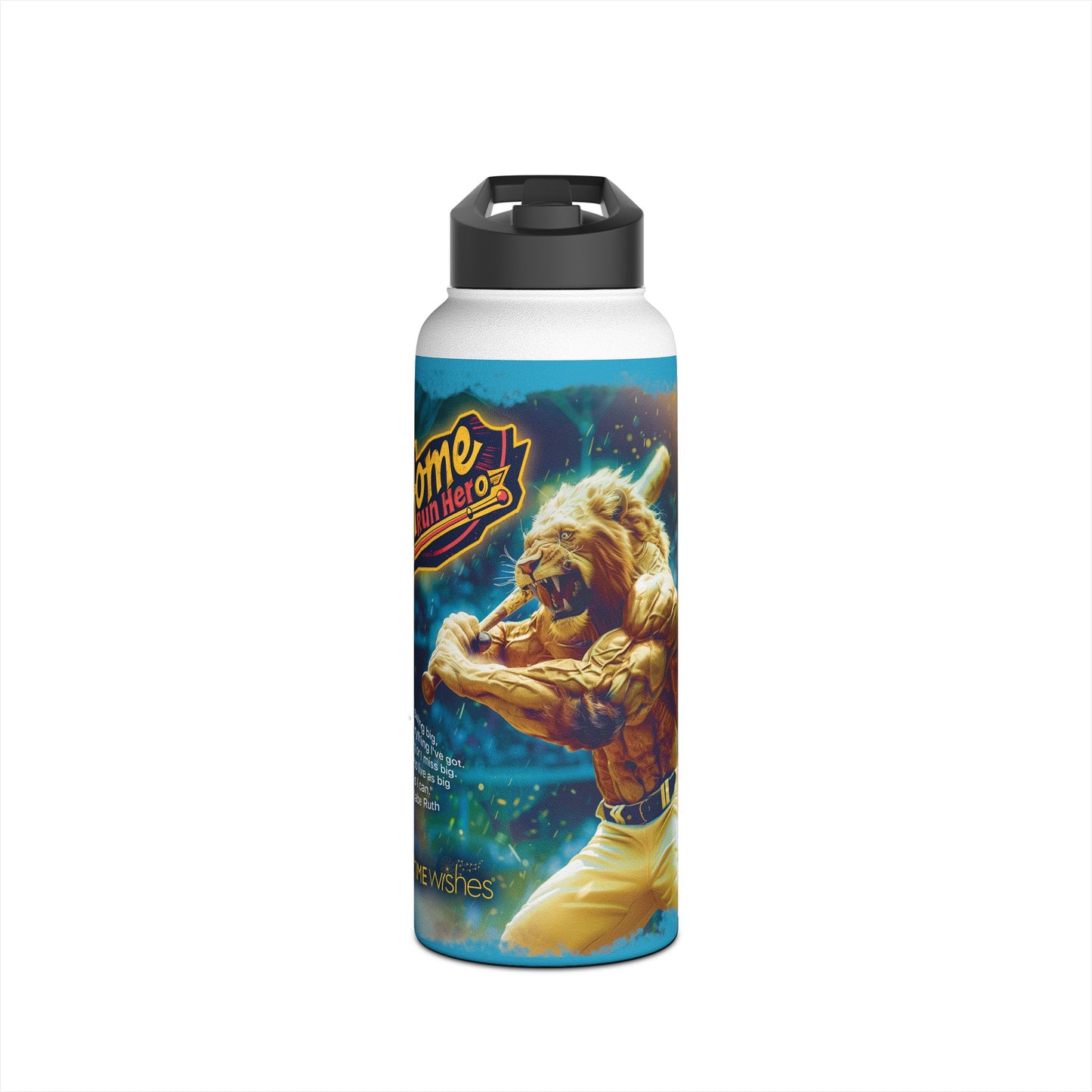 HomeRun Hero Lion - Stainless Steel Water Bottle, Standard Lid