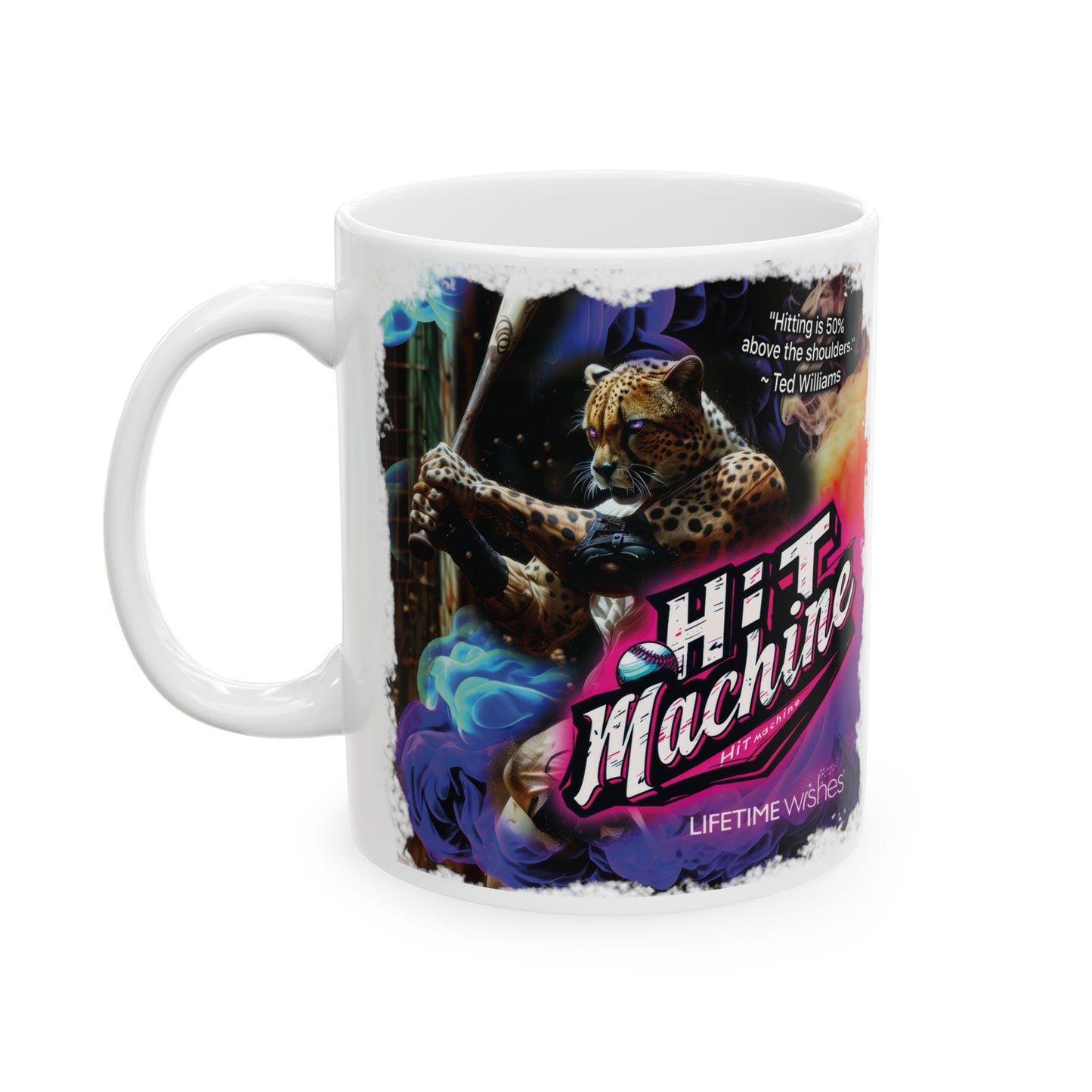 Baseball Hit Machine Cheetah Ceramic Mug, (11oz, 15oz)