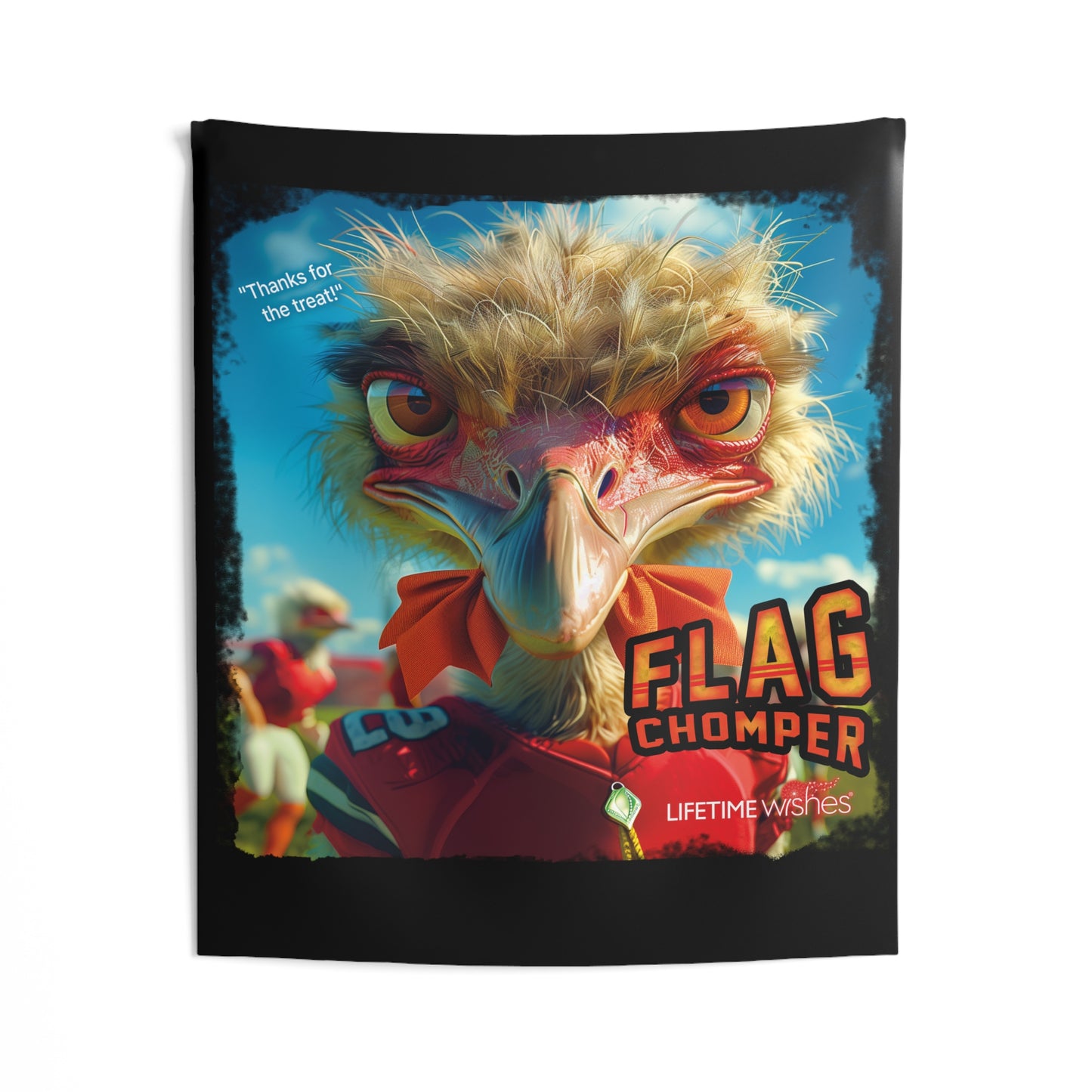 Football Flag Chomper Bird Indoor Wall Tapestry – Featuring "Thanks for the Treat" Quote