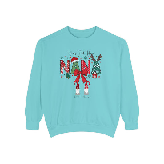 Custom Nana Christmas Gnome Sweatshirt  (Add grandkids names)