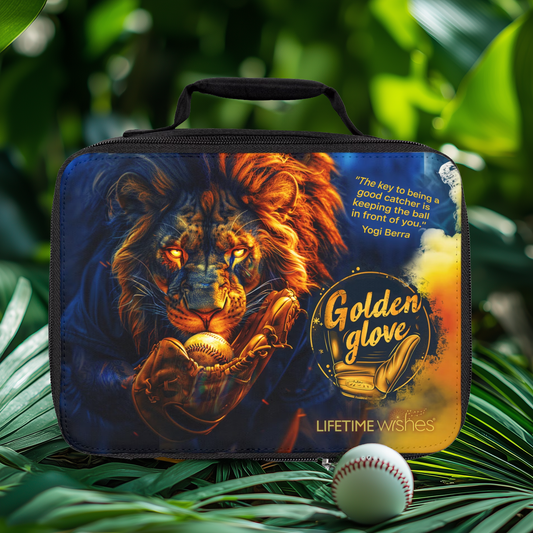 Baseball Golden Glove Lion Lunch Bag, Insulated Kids Lunch Box, Baseball Accessories, Baseball Gear, Baseball Gift