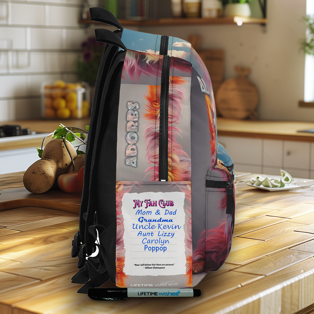 The "Adorbs" Write &amp; Wear Inspiration Puppy Backpack w/ "My Fan Club" Personalization Space, back to school, daughter gift, kids backpack