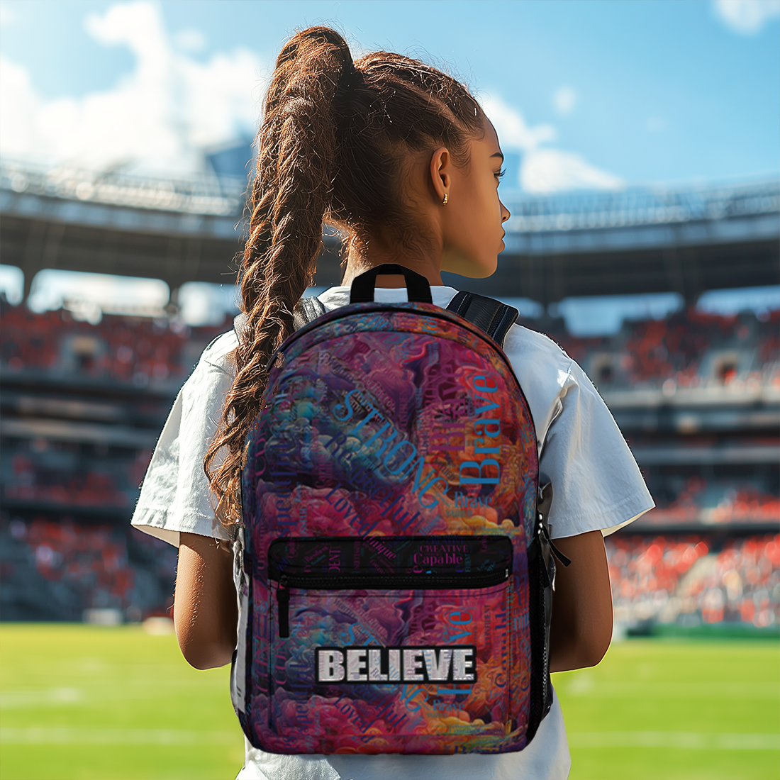 Write & Wear "Believe" Backpack, Personalized Achievements Space, back to school, personalized backpack, custom bag, daughter gift