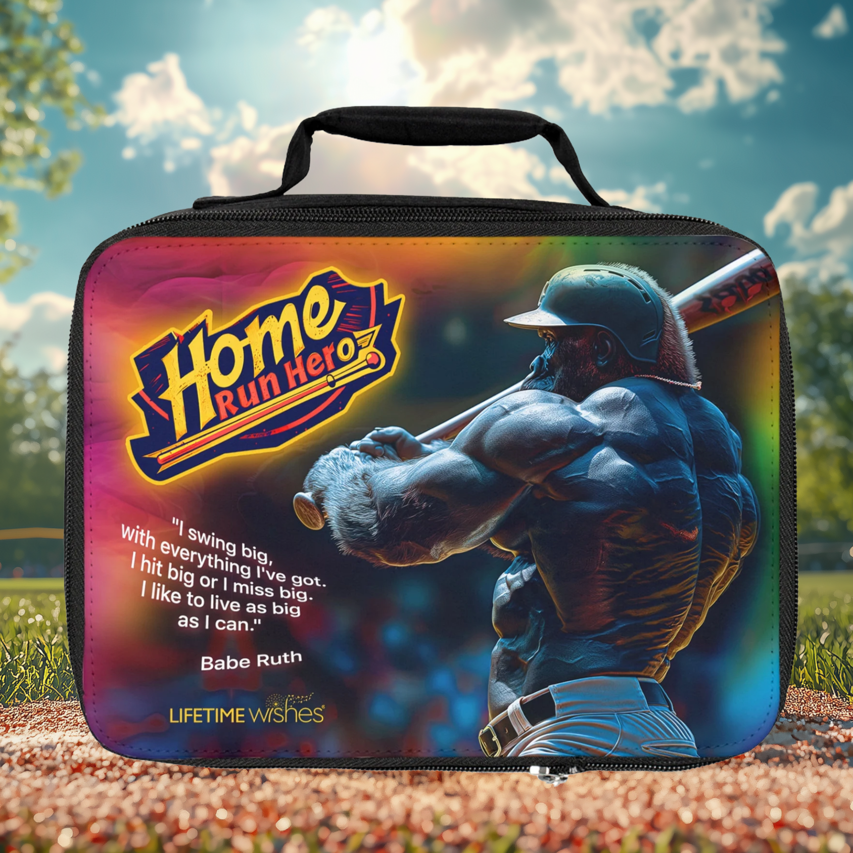 Baseball Homerun Hero Lunch Bag by Lifetime Wishes - baseball gift, lunch box, baseball bag, baseball lunch bag, lunch bag, youth baseball, baseball gear, insulated bag, kids lunch bag, sports lunch bag, baseball life