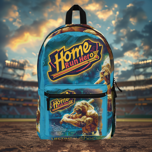 Baseball 'Home Run Hero' Lion Backpack Featuring Babe Ruth Quote by Lifetime Wishes