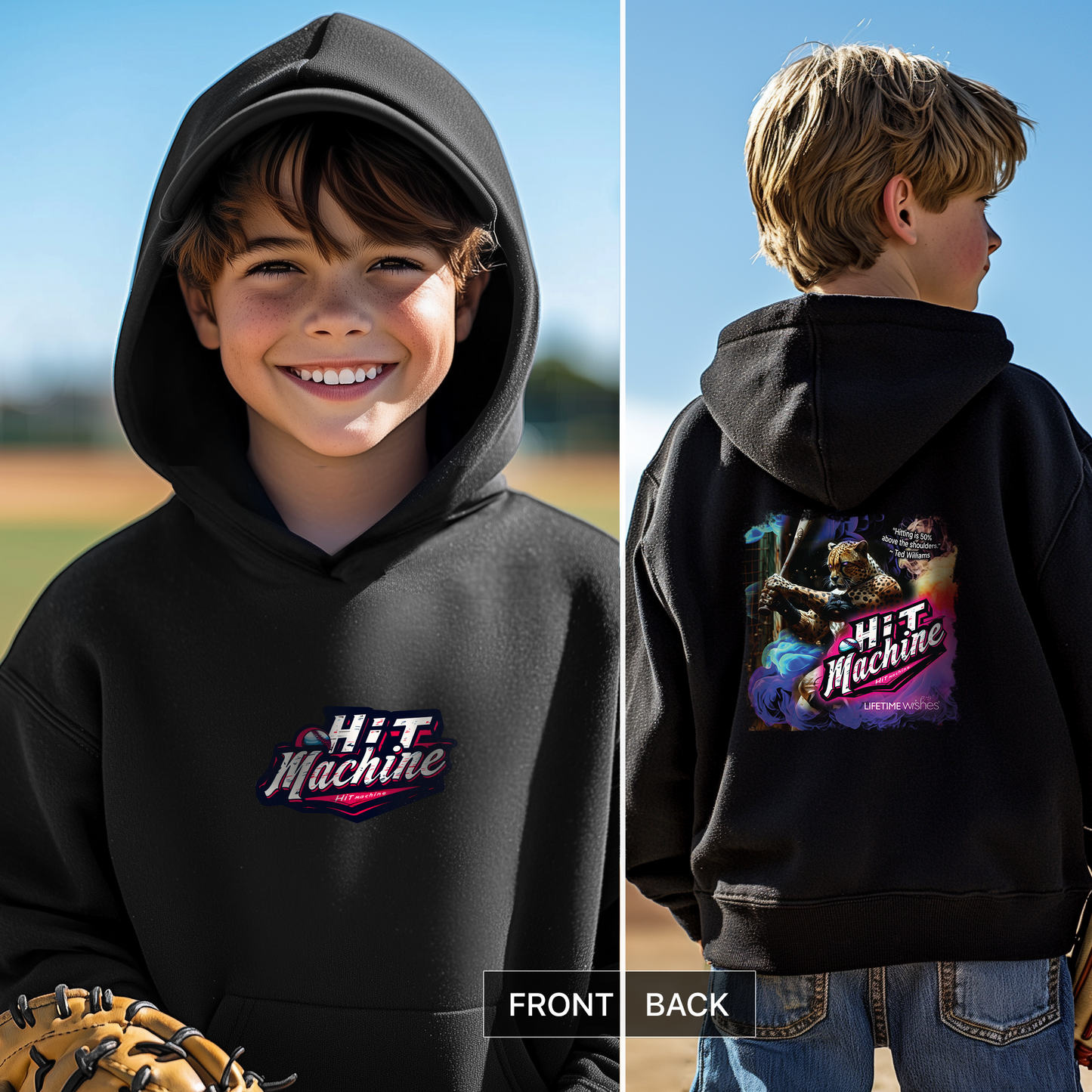 Baseball Hit Machine Cheetah Youth Heavy Blend Hooded Sweatshirt, baseball sweatshirt, sports hoodie, baseball gift, birthday gift, kid gift