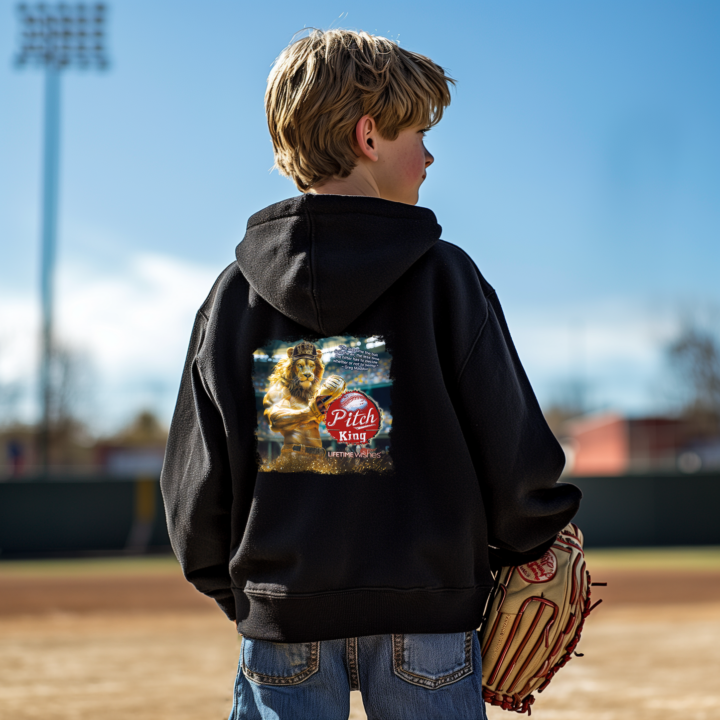 Baseball Pitch King Lion Youth Heavy Blend Hooded Sweatshirt, Baseball Hoodie, Kids Hoodie, Baseball Sweatshirt, Baseball Gift, Pitcher Gift