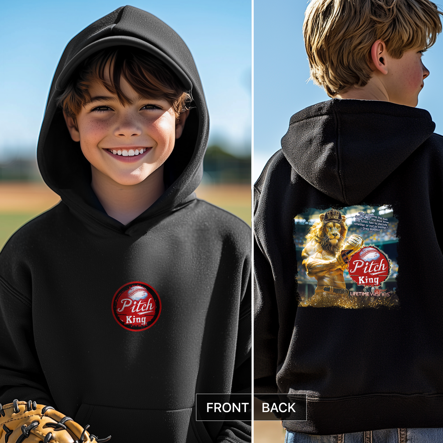 Baseball Pitch King Lion Youth Heavy Blend Hooded Sweatshirt, Baseball Hoodie, Kids Hoodie, Baseball Sweatshirt, Baseball Gift, Pitcher Gift