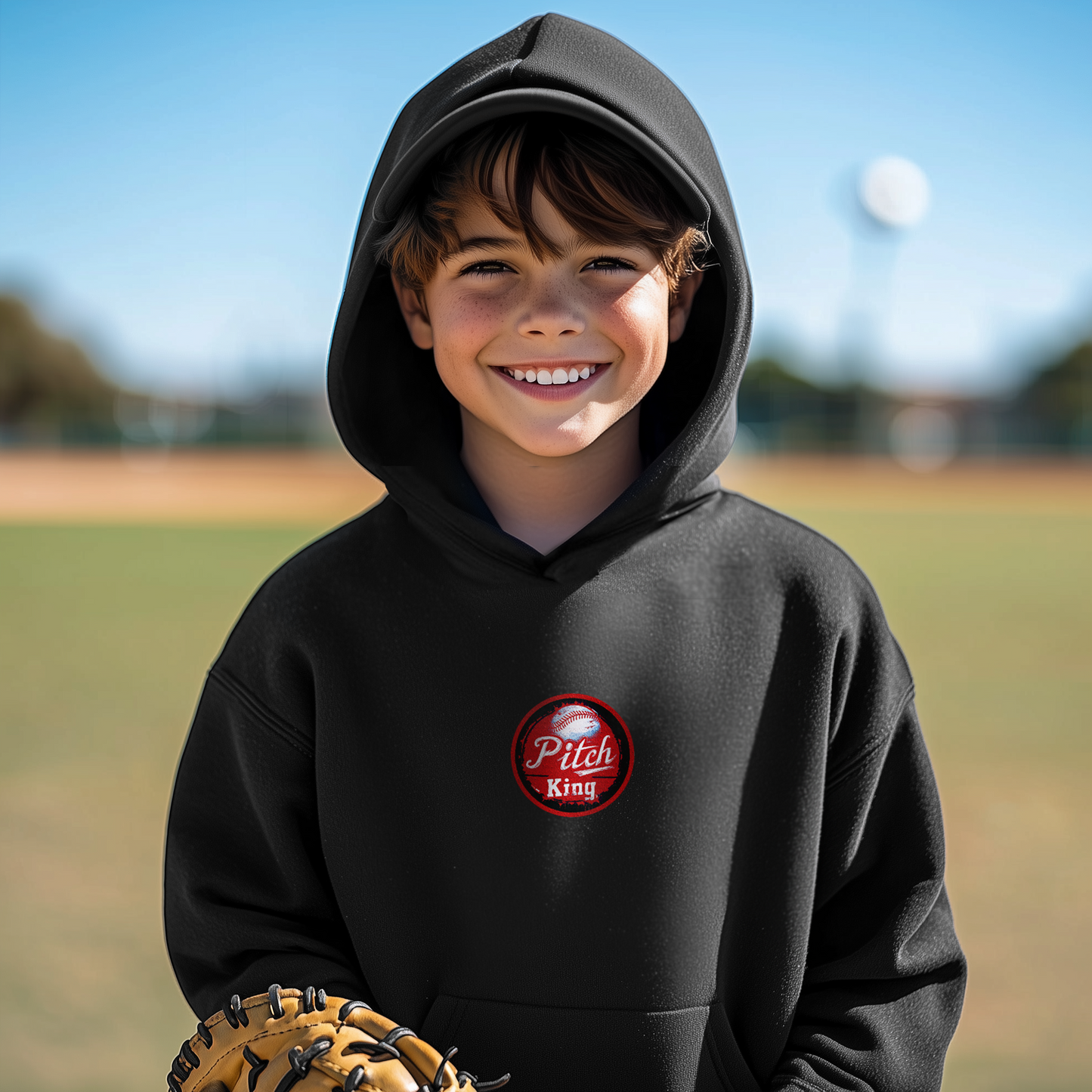 Baseball Pitch King Lion Youth Heavy Blend Hooded Sweatshirt, Baseball Hoodie, Kids Hoodie, Baseball Sweatshirt, Baseball Gift, Pitcher Gift