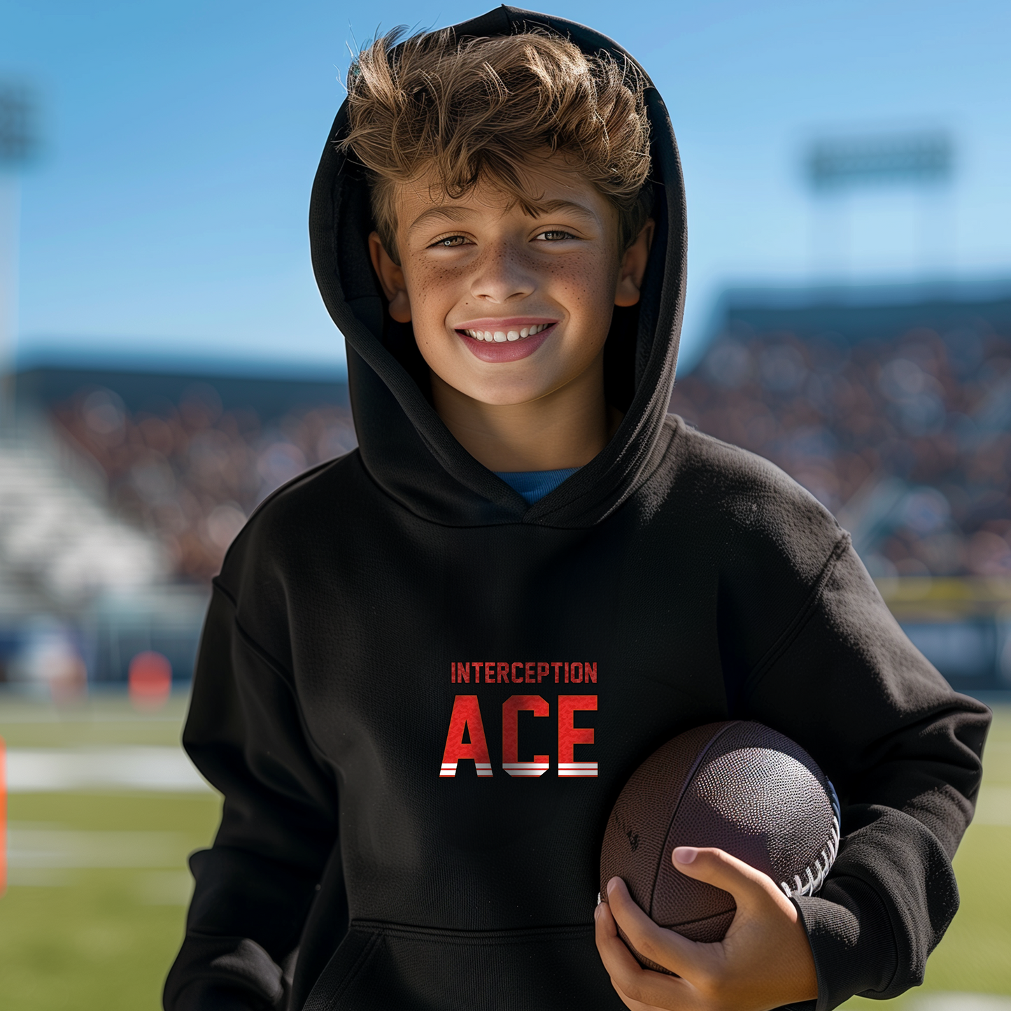 Football Interception Ace Lion Youth Heavy Blend Hooded Sweatshirt Deion Sanders Quote, football gift, football hoodie, football sweatshirt,